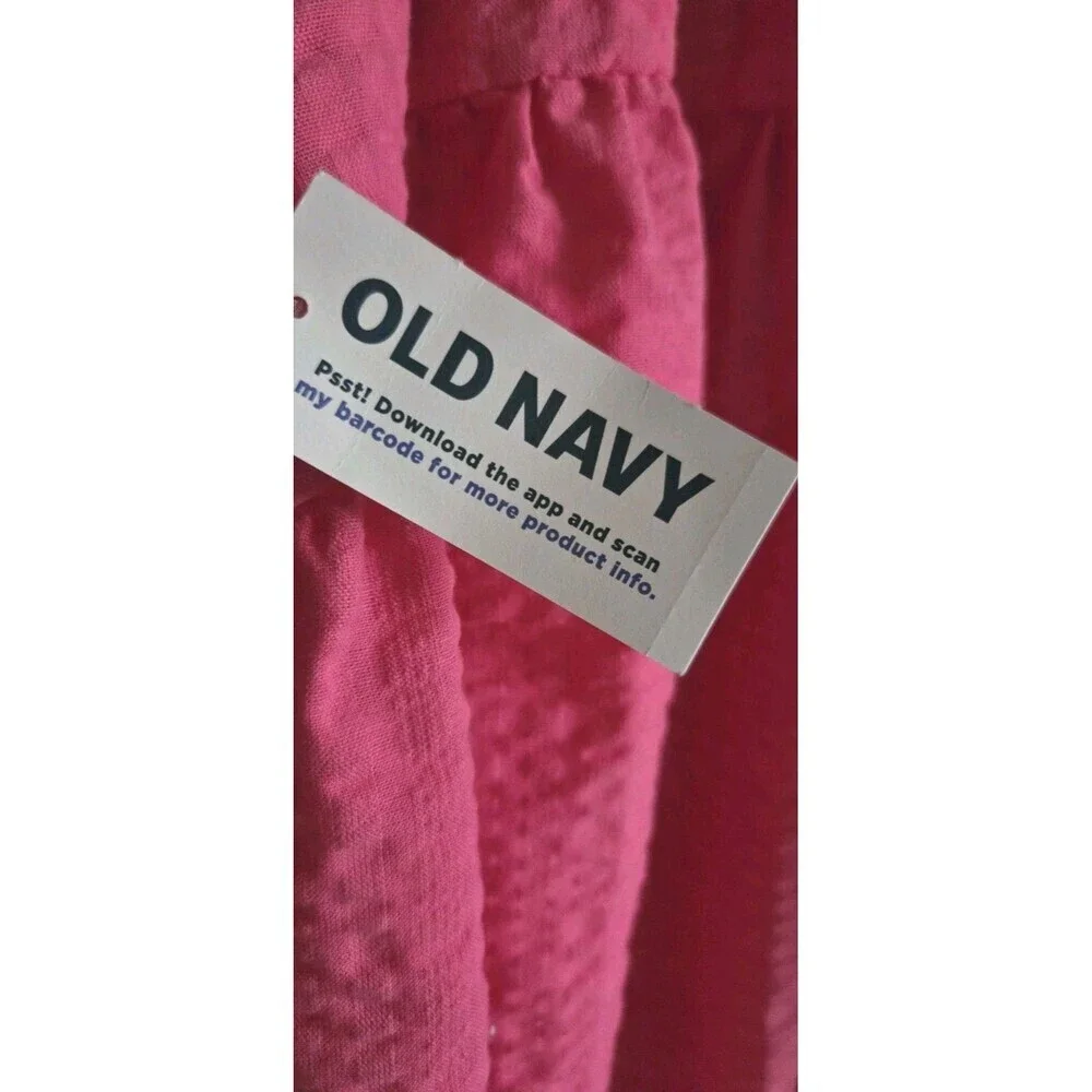 Old Navy Babydoll Blouse Puff Sleeve Top Cotton Hot Pink Size 2X NWT